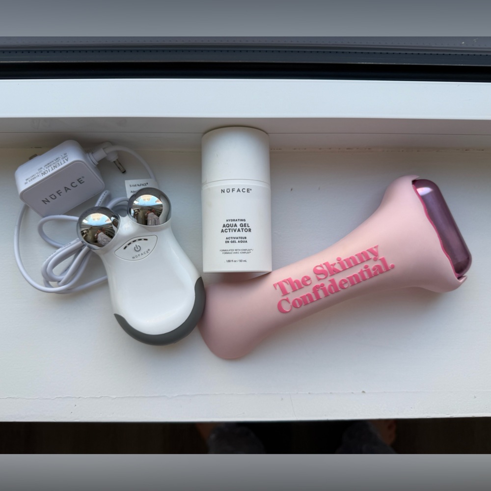 NuFACE mini + Skinny Confidential ice roller - perfect morning puffiness duo!